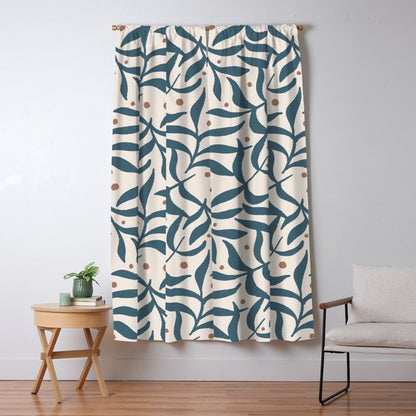 Branches and Berries - Teal and Mocha Window Curtain Gallery Image 5