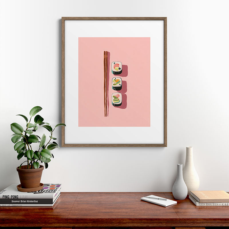 Pink Sushi Rhythm Framed Art Print Gallery Image 14