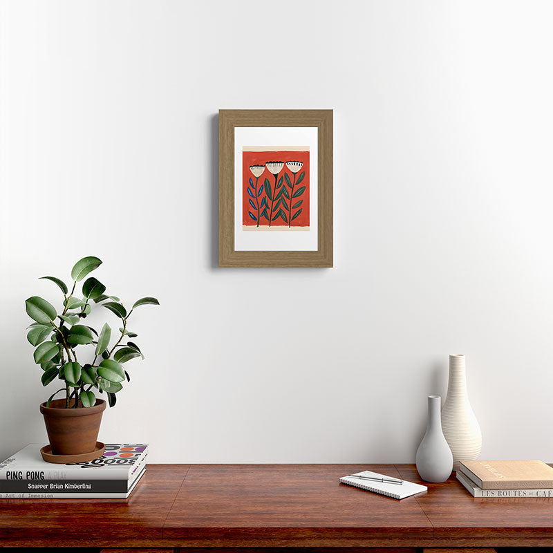 Terracotta Folk Blooms Framed Art Print Gallery Image 38