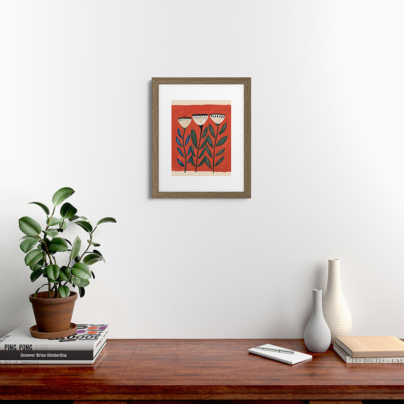 Terracotta Folk Blooms Framed Art Print Gallery Image 39