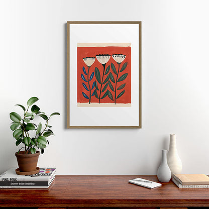 Terracotta Folk Blooms Framed Art Print Gallery Image 13