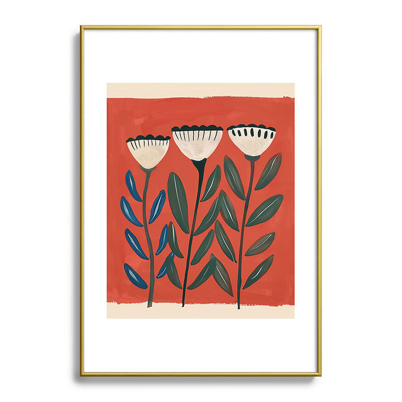 Terracotta Folk Blooms Framed Art Print Gallery Image 90