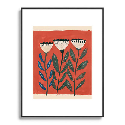 Terracotta Folk Blooms Framed Art Print Gallery Image 84
