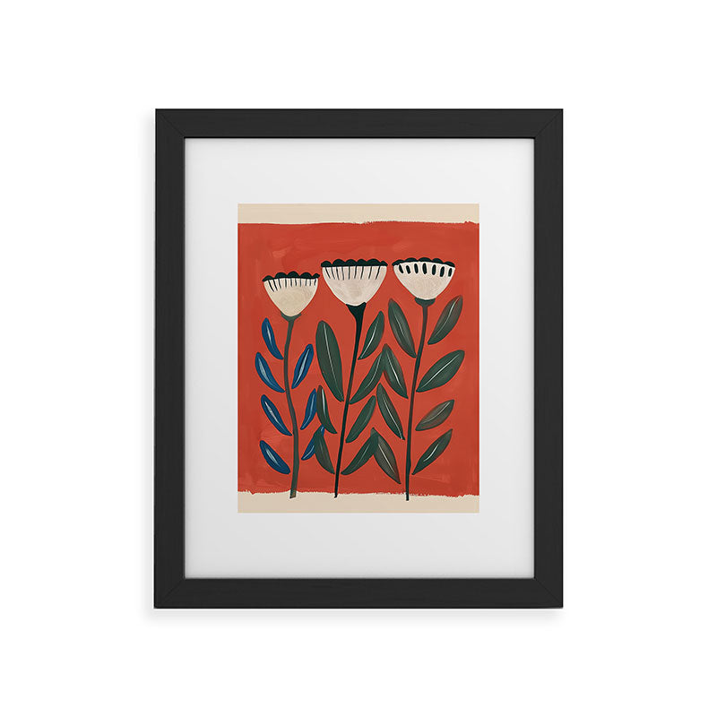 Terracotta Folk Blooms Framed Art Print Gallery Image 33