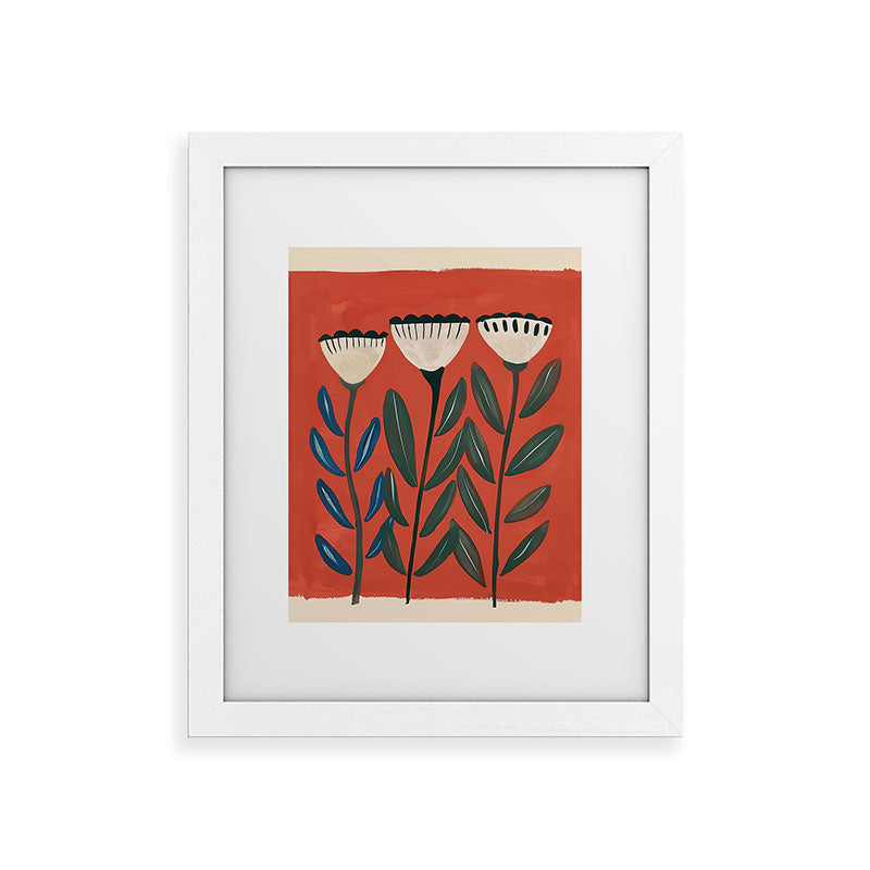 Terracotta Folk Blooms Framed Art Print Gallery Image 50