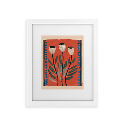 Terracotta Poppy Pod Folk Art Framed Art Print Gallery Image 51