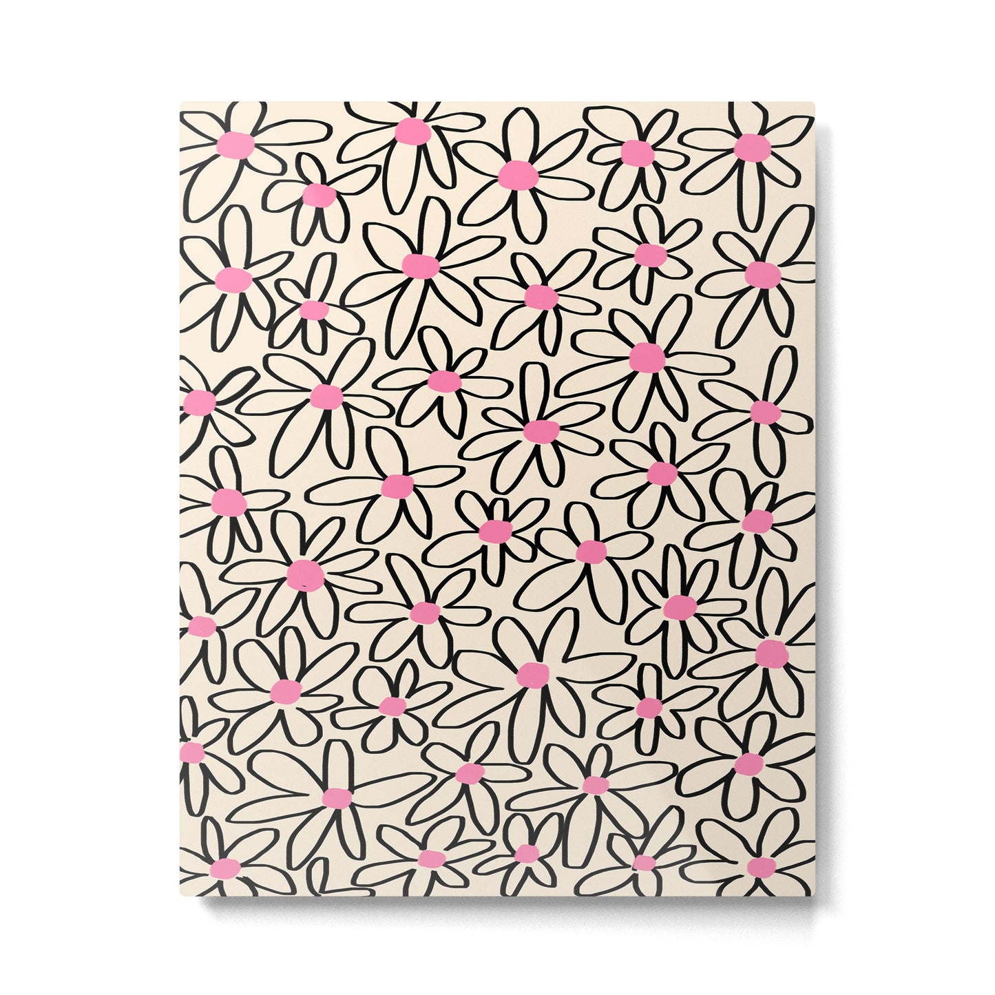 Joyful Flower Lines - b/w pink Metal Print Gallery Image 3