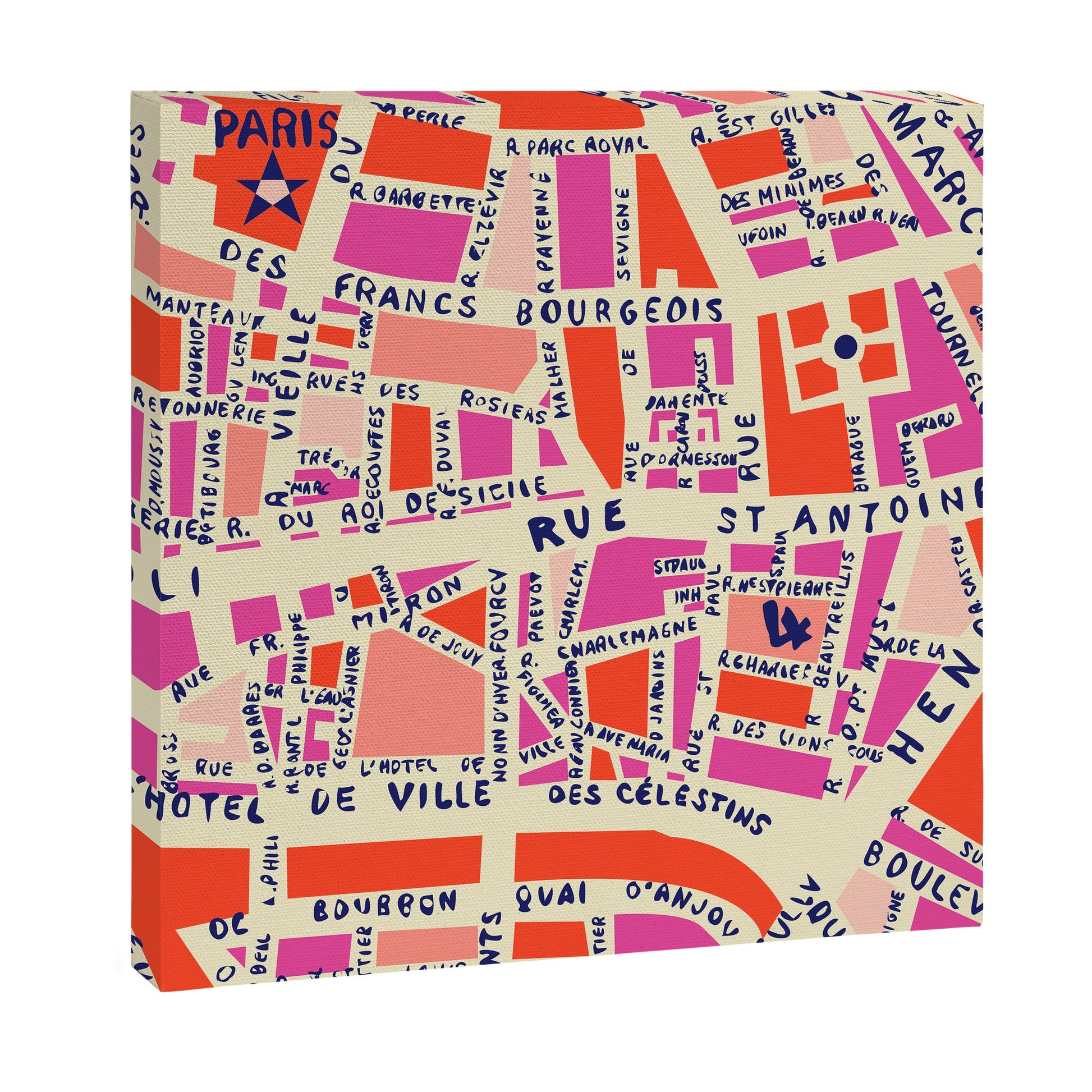 paris map pink Canvas Print Gallery Image 6