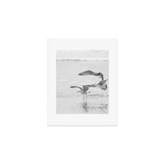 Seagulls Beach Ocean Art Print Gallery Image 1
