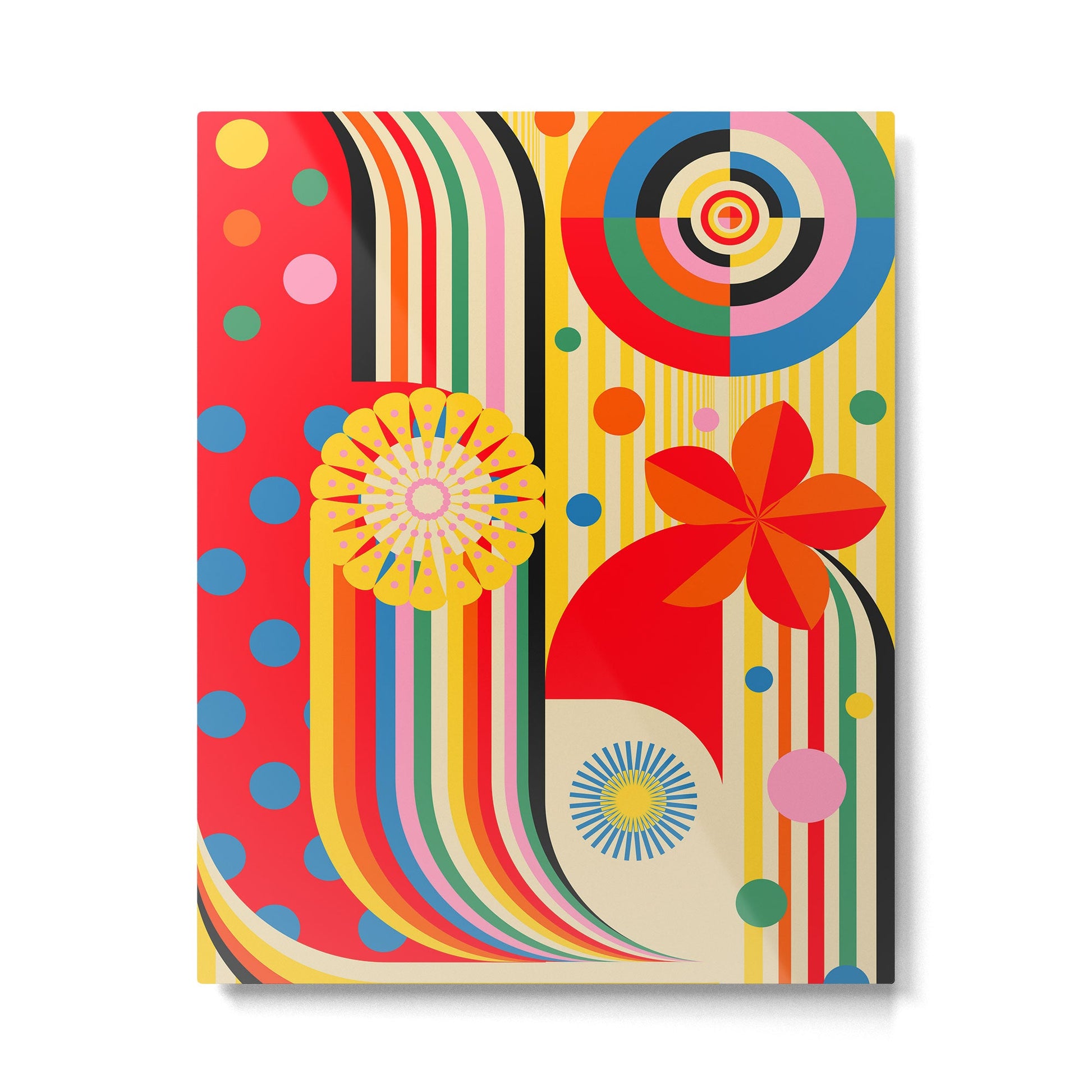 Bold Rainbow Sunflower, Circles, Girl and Pop Wave Metal Print Gallery Image 4