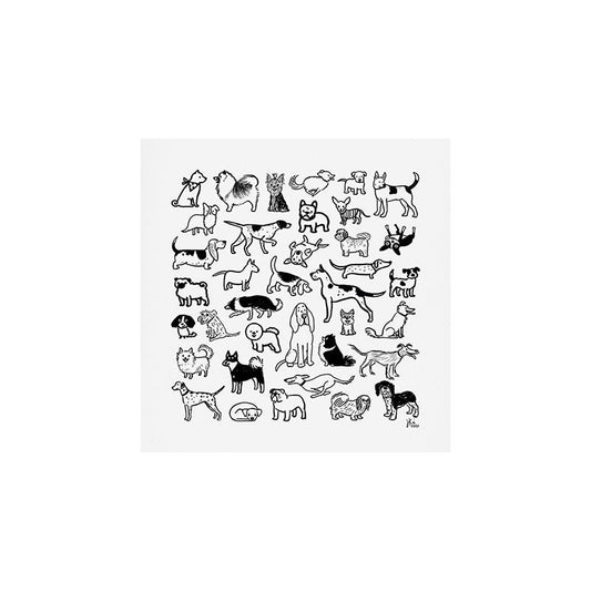Black and White Dog Drawings | Cute Dog Breeds Pattern Art Print Gallery Image 2