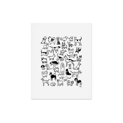 Black and White Dog Drawings | Cute Dog Breeds Pattern Art Print Gallery Image 7