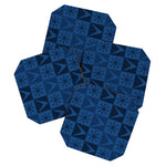 Atomic Age Art Checkered Boomerangs Dark Blue Coaster Gallery Image 1