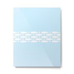 Coastal Minimalist Mid Century Modern Fish in Cool Light Blue White Brown Metal Print Gallery Image 1