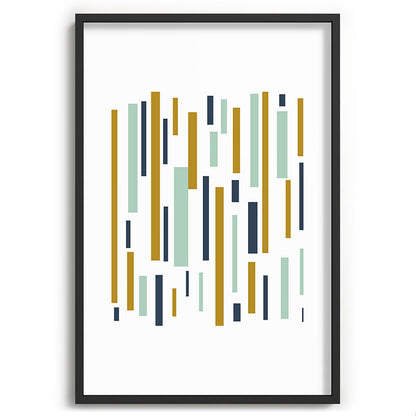 Interrupted Lines Mid-Century Modern Minimalist Pattern in Navy Blue, Teal Mint, Gold Mustard, White Framed Art Print Gallery Image 85