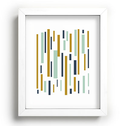 Interrupted Lines Mid-Century Modern Minimalist Pattern in Navy Blue, Teal Mint, Gold Mustard, White Framed Art Print Gallery Image 104