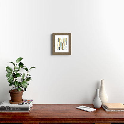 Interrupted Lines Mid-Century Modern Minimalist Pattern in Navy Blue, Teal Mint, Gold Mustard, White Framed Art Print Gallery Image 49