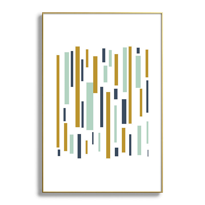 Interrupted Lines Mid-Century Modern Minimalist Pattern in Navy Blue, Teal Mint, Gold Mustard, White Framed Art Print Gallery Image 127