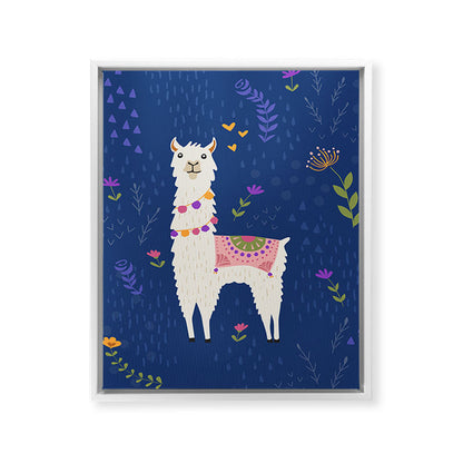 Llama on Blue Framed Canvas Print Gallery Image 24