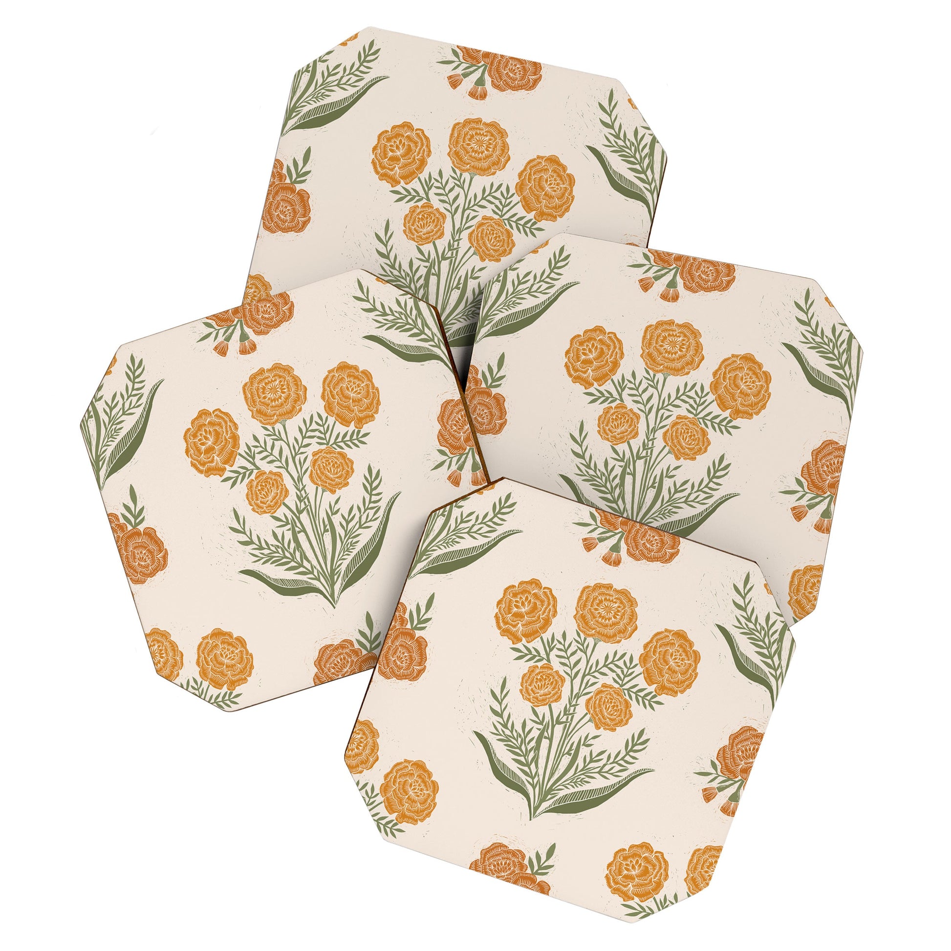 Marigold Block Print Coaster Gallery Image 1