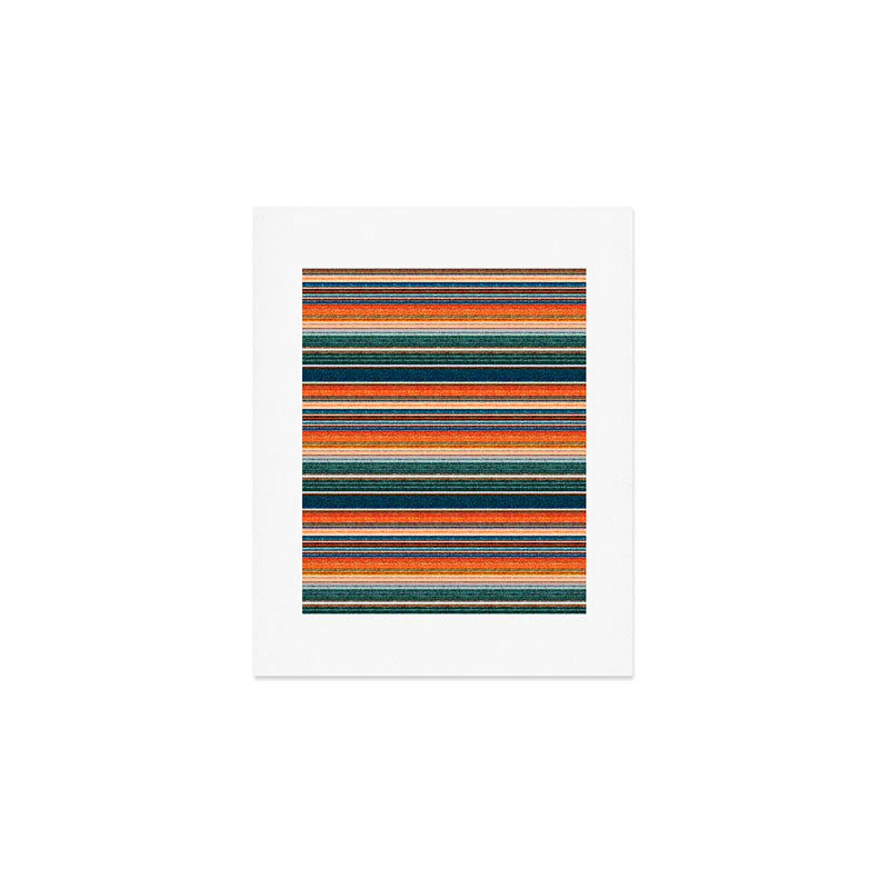 serape southwest stripe - orange & dark teal Art Print Gallery Image 1