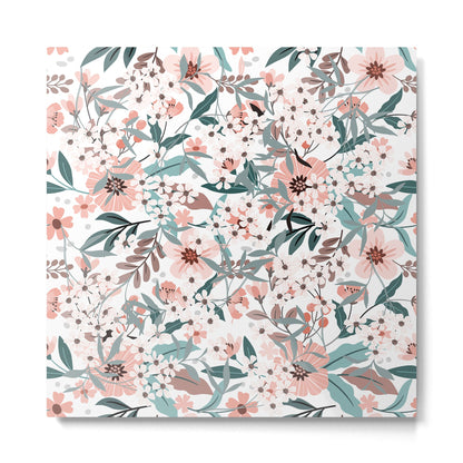 Spring Wildflowers, Floral Prints, Soft Pink and Teal Metal Print Gallery Image 2