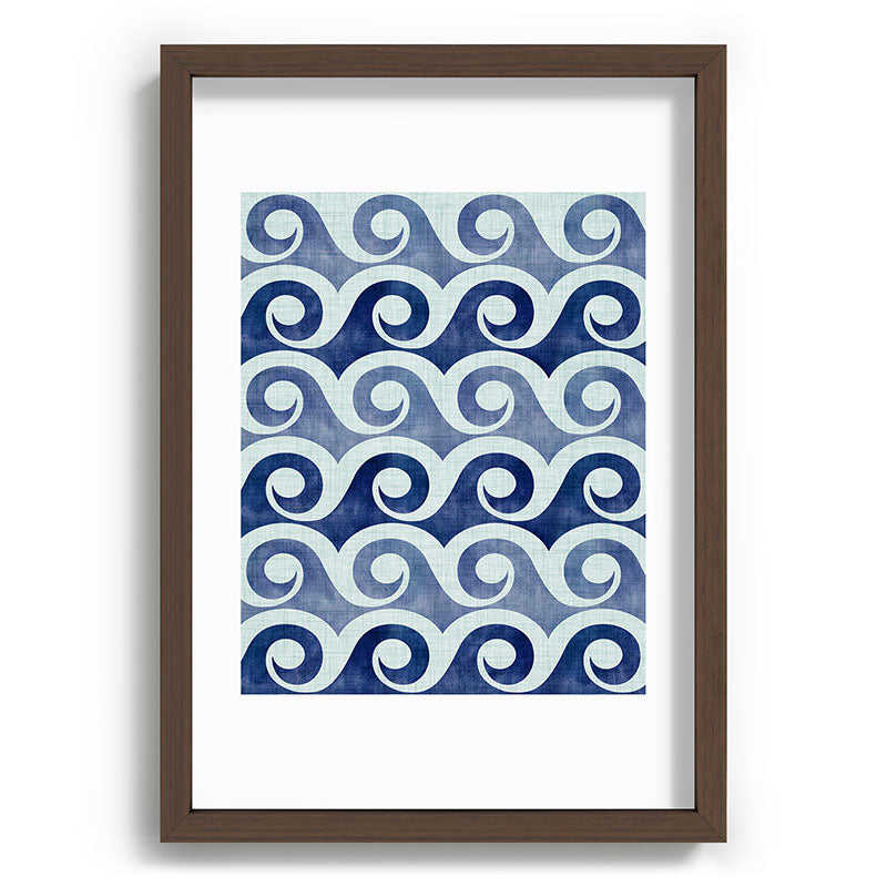 Indigo Geometric Beach Waves Framed Art Print Gallery Image 89