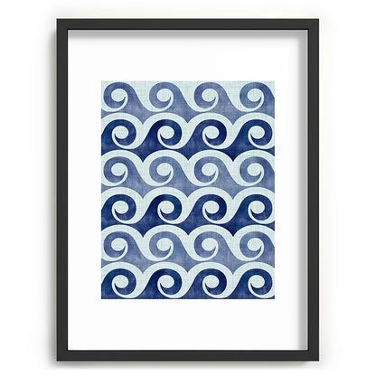 Indigo Geometric Beach Waves Framed Art Print Gallery Image 83
