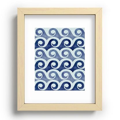 Indigo Geometric Beach Waves Framed Art Print Gallery Image 95