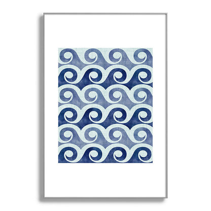 Indigo Geometric Beach Waves Framed Art Print Gallery Image 138