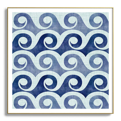 Indigo Geometric Beach Waves Framed Art Print Gallery Image 139