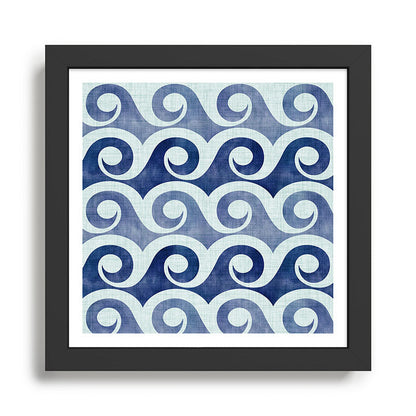 Indigo Geometric Beach Waves Framed Art Print Gallery Image 2