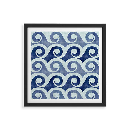 Indigo Geometric Beach Waves Framed Art Print Gallery Image 7