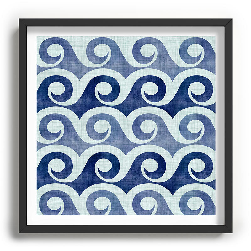Indigo Geometric Beach Waves Framed Art Print Gallery Image 93