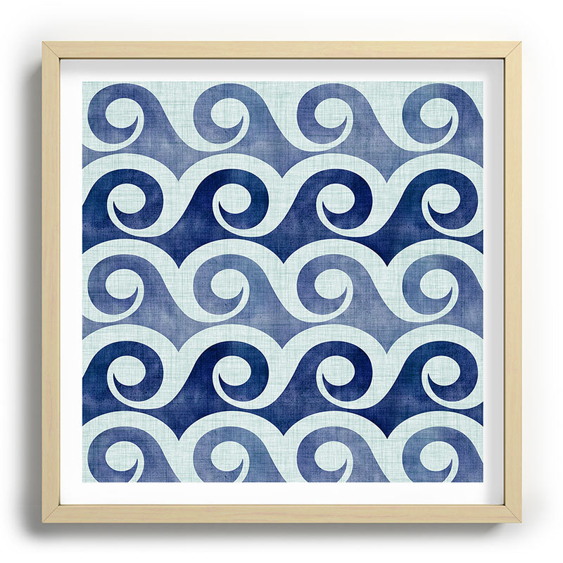 Indigo Geometric Beach Waves Framed Art Print Gallery Image 109