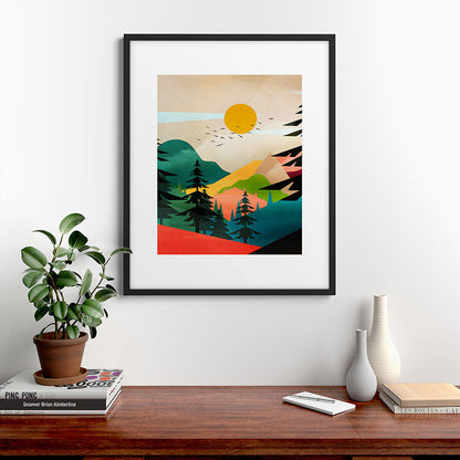 Colorful Morning in the Mountain Forest Framed Art Print Gallery Image 9