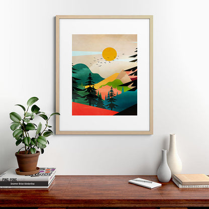 Colorful Morning in the Mountain Forest Framed Art Print Gallery Image 67