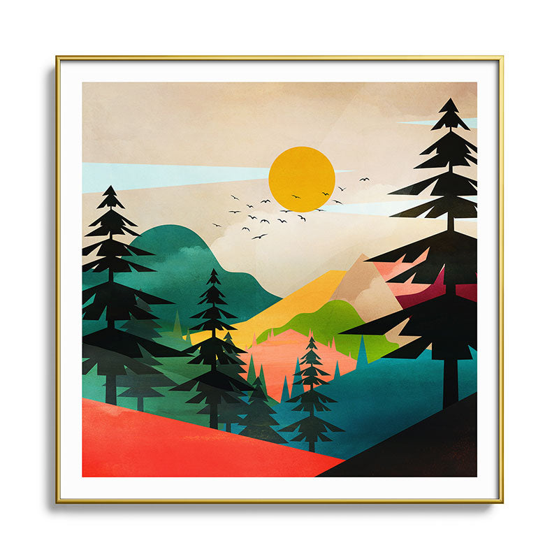 Colorful Morning in the Mountain Forest Framed Art Print Gallery Image 136
