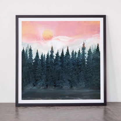 Forest Under the Sunset Framed Art Print Gallery Image 55