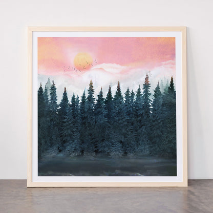 Forest Under the Sunset Framed Art Print Gallery Image 77