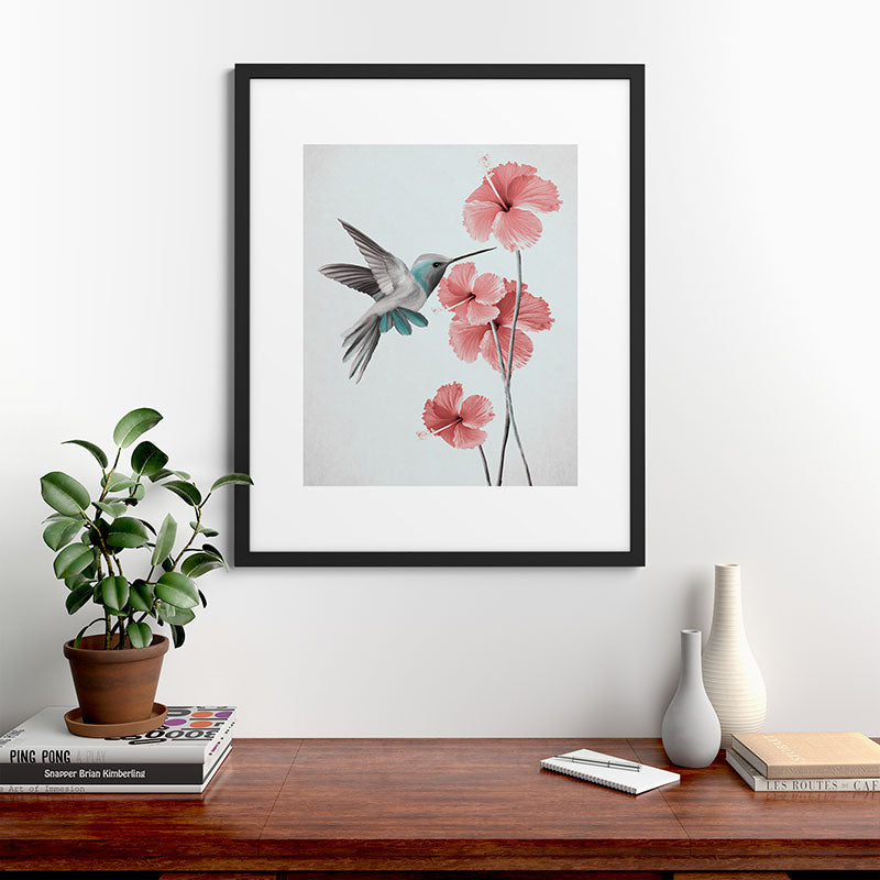 Hummingbird with Hibiscus Framed Art Print Gallery Image 35