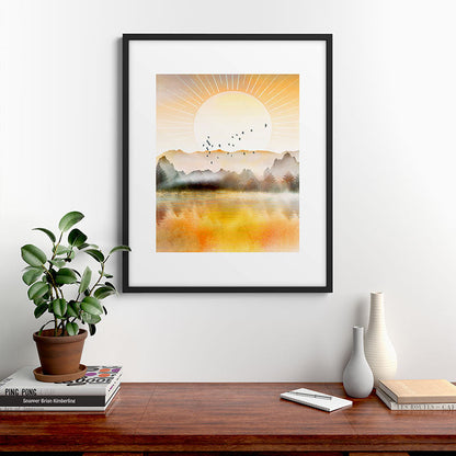 Lake Sunrise Framed Art Print Gallery Image 9