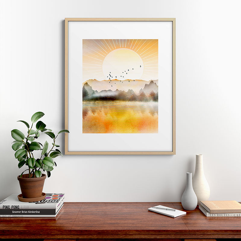 Lake Sunrise Framed Art Print Gallery Image 29