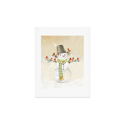 Snowman and Birds Art Print Gallery Image 4