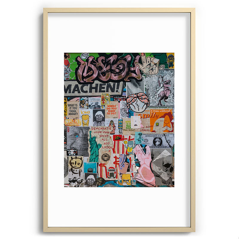 Sticker and graffiti wall background 2 - Berlin street art photography Framed Art Print Gallery Image 74