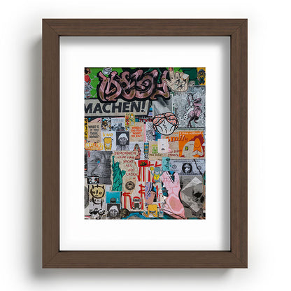 Sticker and graffiti wall background 2 - Berlin street art photography Framed Art Print Gallery Image 64