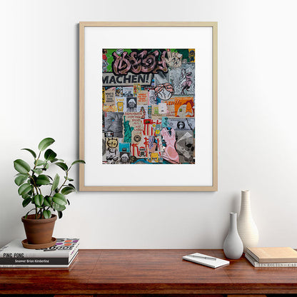 Sticker and graffiti wall background 2 - Berlin street art photography Framed Art Print Gallery Image 49