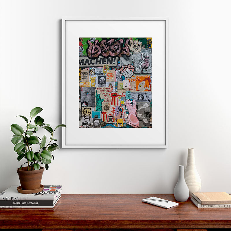 Sticker and graffiti wall background 2 - Berlin street art photography Framed Art Print Gallery Image 28
