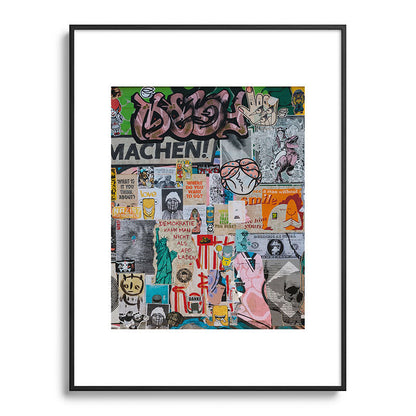 Sticker and graffiti wall background 2 - Berlin street art photography Framed Art Print Gallery Image 84
