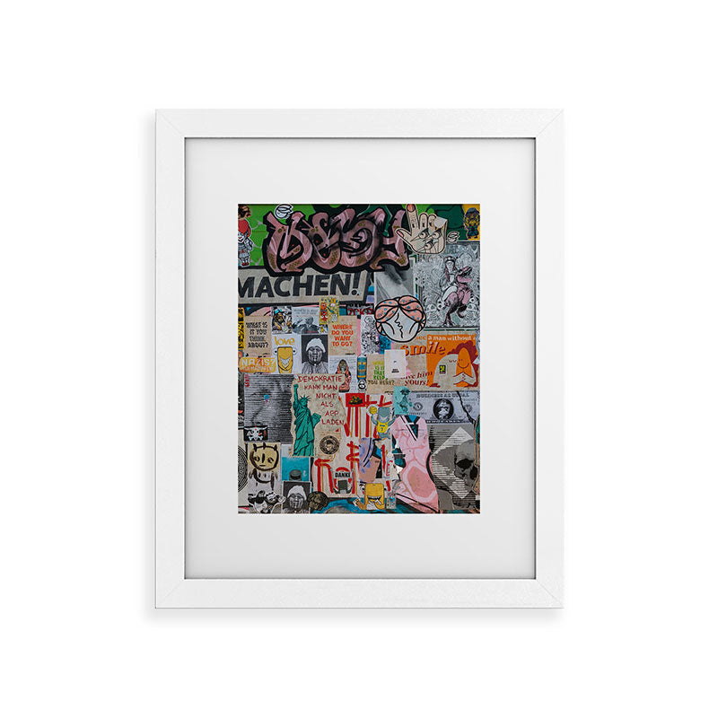 Sticker and graffiti wall background 2 - Berlin street art photography Framed Art Print Gallery Image 55